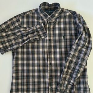Ralph Lauren Men's Plaid Shirt Custom fit size M in Excellent Condition Preppy